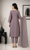 Smokey Mauve Embroidered Kurta Set - Image 3