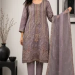 Smokey Mauve Embroidered Kurta Set