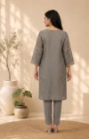 Smokey Ash Grey Embroidered Kurta Set - Image 2
