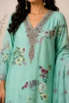 Vibrant Sea Green 3D Floral Printed Kurta Set - Image 3