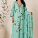 Vibrant Sea Green 3D Floral Printed Kurta Set