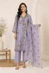 Lavender 3D Floral Printed Kurta Set