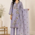 Lavender 3D Floral Printed Kurta Set