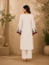 Ivory Geometric Floral Embroidered Suit Set - Image 2