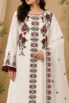 Ivory Geometric Floral Embroidered Suit Set - Image 3