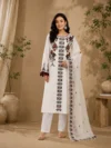 Ivory Geometric Floral Embroidered Suit Set
