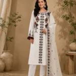 Ivory Geometric Floral Embroidered Suit Set