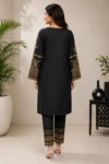 Midnight Black Heavy Embroidered Organza Kurta Set - Image 2