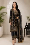 Midnight Black Heavy Embroidered Organza Kurta Set