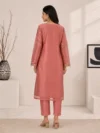 Antique Rose Peach Embroidered Kurta Set - Image 3