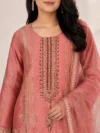 Antique Rose Peach Embroidered Kurta Set - Image 2