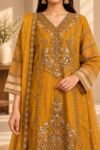 Golden Mustard Embroidered Kurta Set - Image 2