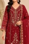 Maroon Embroidered Kurta Set - Image 2