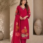 Rani Pink Floral Printed Kurta Set