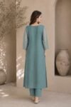 Teal Embroidered Kurta Set - Image 3