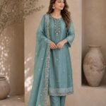 Teal Embroidered Kurta Set